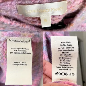 LoveShackFancy‎ Sweater Aquarius Pullover Puffed Shoulders Pink Cloud XL EUC thumbnail 3