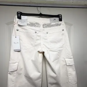 NWT Miss Me Low-Rise Cargo Wide Leg Jeans - Off White Angel Wings ✨ Size 27x30 thumbnail 16