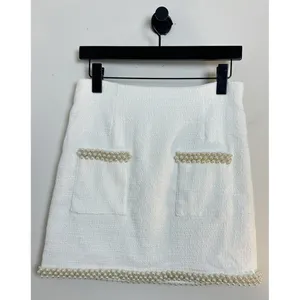 Anthropologie Hutch Adley Pearl-Trimmed Tweed Bridal Set in White thumbnail 7