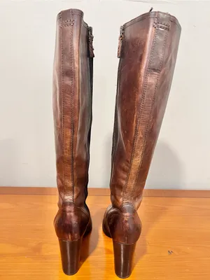 Frye Parker Lace Up Victorian Brown Real Leather Tall Knee High HeelBoots Sz 9.5 thumbnail 4