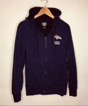Denver Broncos Blue Sweatshirt Zip Front Sz Small thumbnail 1
