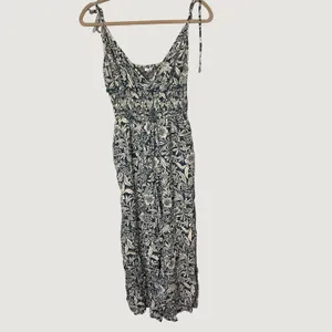 Patrons of Peace Floral Smocked Wide Leg Jumpsuit Blue Cream J1899F58 Womens S thumbnail 2