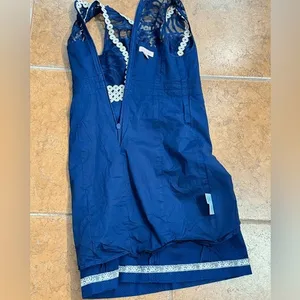 Lilly Pulitzer Shift‎ Dress Womens Navy Blue Lace Trim Sleeveless 00 thumbnail 6
