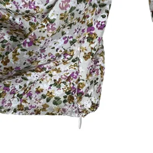ASTR The Label Ruched Ditsy Floral Blouse Purple Tan Romantic Smocked Size M thumbnail 3