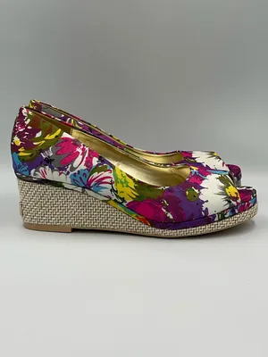 McCauley’s Floral Print Peep-Toe Wedge Women’s Size 7.5” thumbnail 4