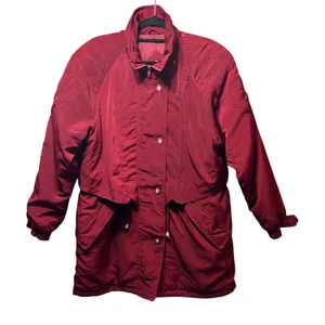 Vintage 90s Basic‎ Editions Winter Coat Puffer Quilted Lined Button Up Red Large thumbnail 1
