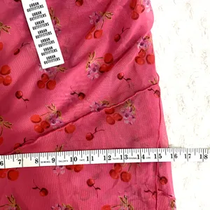 NEW Urban Outfitters Pink Cherry Mesh Summer Bright Side Lace-up Mini Dress M thumbnail 10