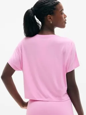New Athleta L With Ease Crop Tee Waterlilly Pink Large Regular Short Sleeve thumbnail 3