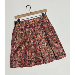 Anthropologie MAEVE Rosie Floral‎ Skirt Pleated Metallic Brocade Pockets Small thumbnail 2