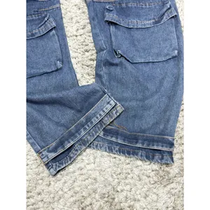 N.1LA Women’s Barrel Leg Denim Overalls Size M Y2K Cargo Jeans Multi Pocket thumbnail 5