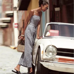 NWT J.Crew Tie-waist Linen Jumpsuit in Navy White Gingham Belted 1-Piece 4 thumbnail 4