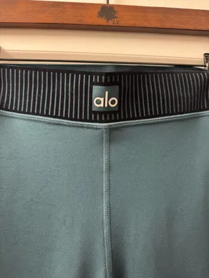 Alo Yoga Teal Leggings with Black Felt Trim thumbnail 4