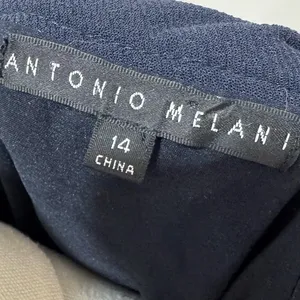 Antonio Melani Navy Blue White Geometric Grid Lace Cap Sleeve A-Line Dress 14‎ thumbnail 5