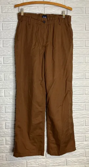 Gap‎ Wide Leg Pants Womens M Brown Excellent Cotton Lyocell Paperbag Waist thumbnail 1