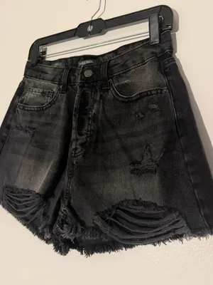 Wild Fable Black Distressed Denim Shorts thumbnail 2
