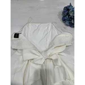 DO+BE White Ruffle Mini jumper romper Smocked Size S‎ thumbnail 5