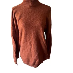 Michael Kors Women Turtleneck Sweater Rust Orange Merino Alpaca XL thumbnail 2