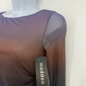 Madden Girl Sheer Mesh Ombre Top Sz S Y2K Ruched Indie NWT Going Out Festival thumbnail 5