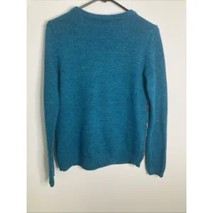 Garnet Hill Intarsia Sweater Teal Magenta Roses Wool Blend Small thumbnail 11