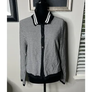 Maeve 'Plunging' Black Long-Sleeve Polo Cardigan Size X-Large thumbnail 3
