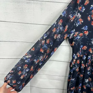 Abercrombie & Fitch Womens size Small Floral Boho Sheer Sleeve Dress Blue thumbnail 5
