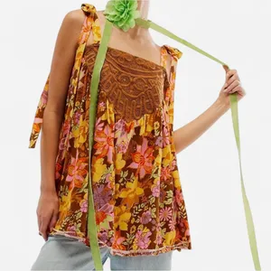 Free People Bali Moroccan Flower Tunic Top XS | Cottagecore Boho thumbnail 1