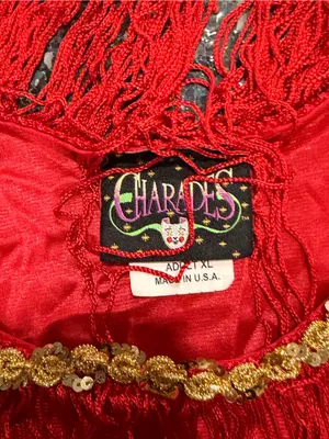 Charades Women’s Adult XL Red Solid Fringe Flapper Costume Dress thumbnail 4