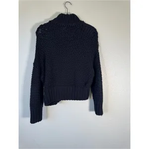 Free People Black Chunky Knit Turtleneck Sweater Womens XS Pullover Boho Fall thumbnail 5
