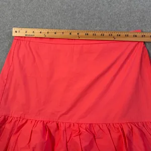 J.Crew Women's 14 Coral Tiered Ruffle Skirt Elastic Waist Cotton Blend Lined New thumbnail 3