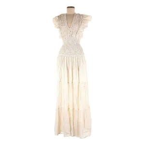 NWT Jen's Pirate Booty Purple Rain Maxi in Natural Ivory V-neck Tiered Dress M thumbnail 5