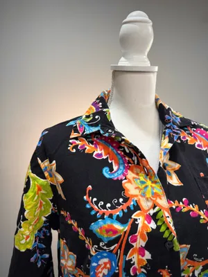 Black Multicolor Ralph Lauren Floral Nightshirt Size S EUC thumbnail 3