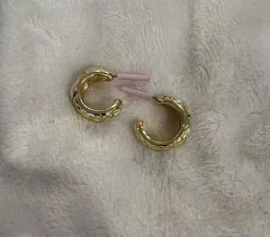 Gold Hoop Earrings with Pearl Accent thumbnail 1
