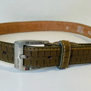 Vintage Tommy Hilfiger Square Buckle Croco-Print Leather‎ Belt Size XS (24”) thumbnail 7