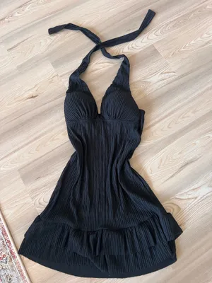 Amazon SHAPERIN Women Summer Sexy Halter Deep V Neck Mini Dress Built in Bra Ruffle Backless Cocktail Party Club Short Dress thumbnail 7