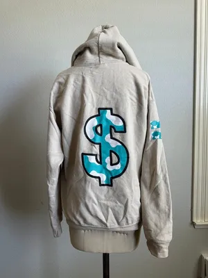 Brash Hoodie Beige Dollar Sign Graphic Size M thumbnail 3