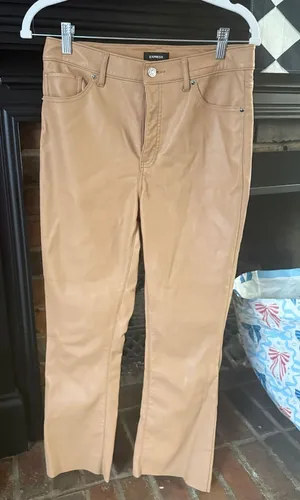 Express Faux Leather Skinny Pants in Camel Tan thumbnail 1