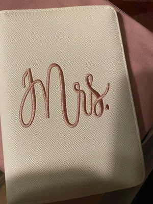 NEW Mrs. passport wallet white with embroidered letters. thumbnail 2