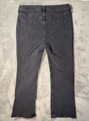 GAP ’70s Flare High Rise Jeans Women’s 31/12R Black Wash Patch Pocket Stretch De thumbnail 6