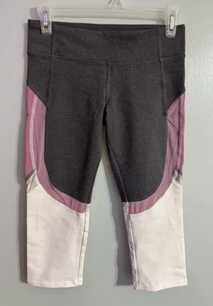 ALO Yoga Colorblock Leggings in Charcoal Mauve White Size Small thumbnail 1