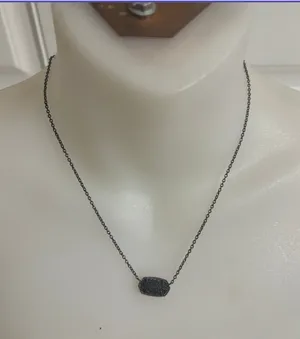 Kendra Scott Elisa Pendant Necklace in Black Drusy thumbnail 1
