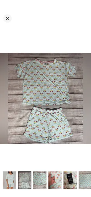 Disney 2 Piece Rainbow Mickey Print Summer Pajama Set in Aqua Mint. EUC. Stretchy and super soft. Short sleeve top with shorts. Oversized fit on top. Top: 21” bust 21.5” long. Pants: 13-17” waist 10.5” rise 4.5” inseam LGBTQIAS+ thumbnail 2