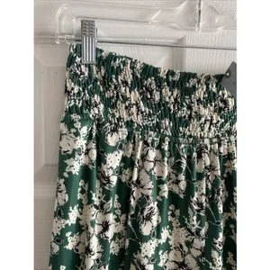 Anthropologie Hutch Floral Wide Leg Pants Womens Size SP Green Smocked Waist NEW thumbnail 2