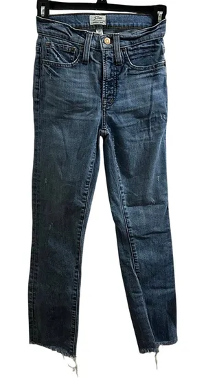 J. Crew Blue Vintage Crop Ankle Length Jeans Structured Cotton Distressed Denim. thumbnail 1