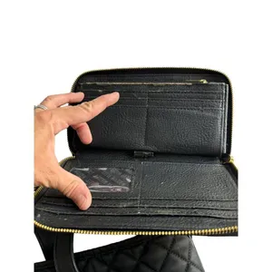 Steve Madden Black Quilted Tote & Wallet Set- note wear thumbnail 5