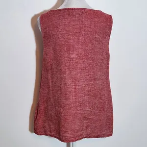 Flax Red Sleeveless Linen Top Size Small Red Linen Blouse thumbnail 4