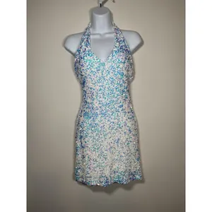 B DARLIN Size XS Sequin Bodycon Halter Mini Dress‎ Semi Formal Bachelorette thumbnail 3