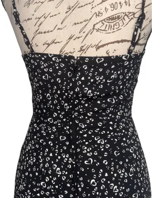 Francesca’s Miami Xs Michelle Side Slit Heart Print Strappy Midi Dress in Black thumbnail 6