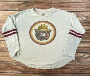 Smokey The Bear Logo Long Sleeve Pullover Shirt Women's M Cream thumbnail 1