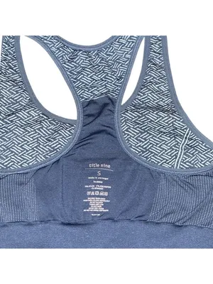 Title Nine Sz S Blue Geo Fitted Atheltic Shelf Bra Racerback Stretch Tank Top thumbnail 5