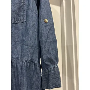 Denim Chambray Button Front tiered Shirt Dress Blue Petite XL Modest Teacher thumbnail 7